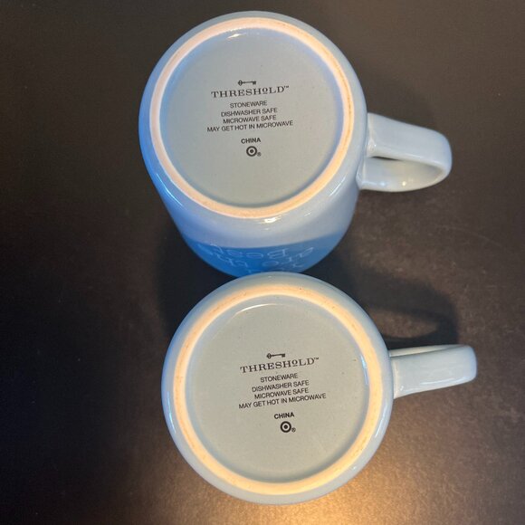 Two (2) Threshold YOU ARE THE BEST Robin Eggshell Blue Speckled Stoneware Mugs - Picture 7 of 9